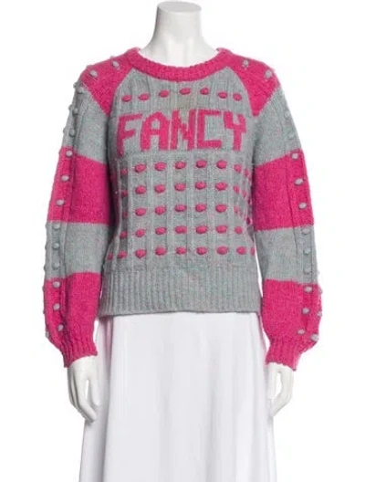 Pre-owned Loveshackfancy Printed Crew Neck Sweater In Gray