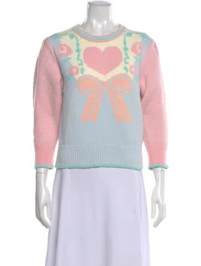 Pre-owned Loveshackfancy Printed Crew Neck Sweater In Multi