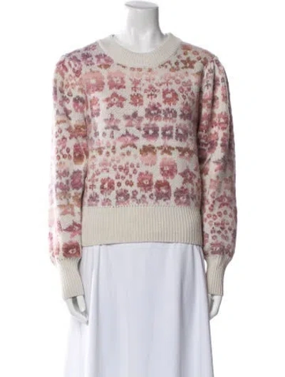 Pre-owned Loveshackfancy Printed Crew Neck Sweater In Neutral