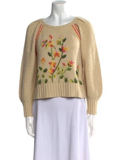 Pre-owned Loveshackfancy Printed Crew Neck Sweater In Neutral