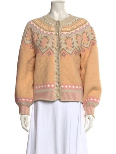 Pre-owned Loveshackfancy Printed Crew Neck Sweater In Neutral