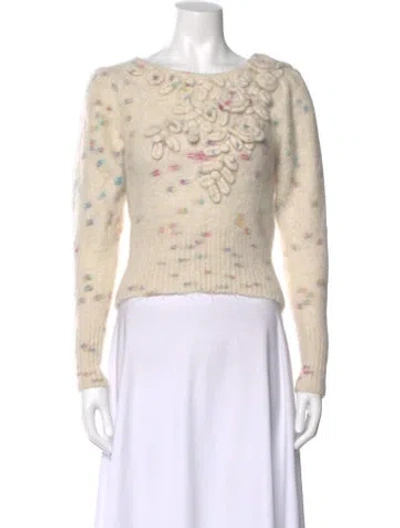 Pre-owned Loveshackfancy Printed Crew Neck Sweater In Neutral