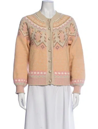 Pre-owned Loveshackfancy Printed Crew Neck Sweater In Orange