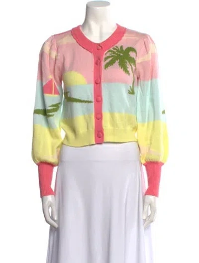 Pre-owned Loveshackfancy Printed Crew Neck Sweater In Pink