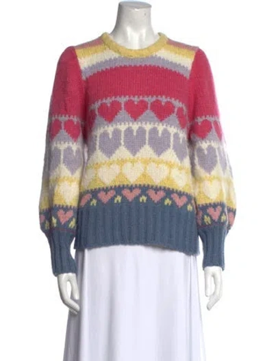 Pre-owned Loveshackfancy Printed Crew Neck Sweater In Pink