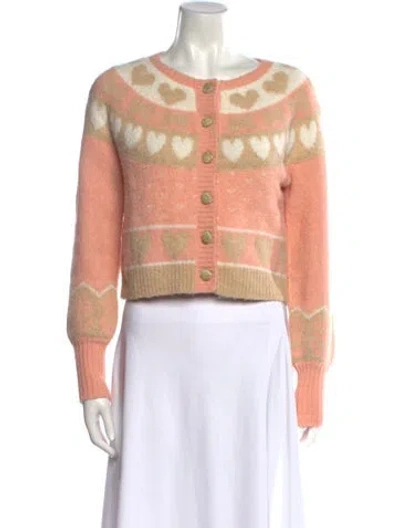 Pre-owned Loveshackfancy Printed Crew Neck Sweater In Pink