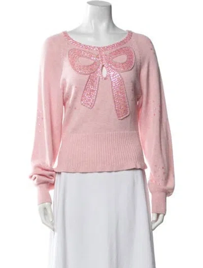 Pre-owned Loveshackfancy Printed Crew Neck Sweater In Pink
