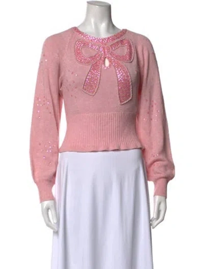 Pre-owned Loveshackfancy Printed Crew Neck Sweater In Pink
