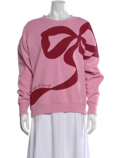 Pre-owned Loveshackfancy Printed Crew Neck Sweatshirt In Pink