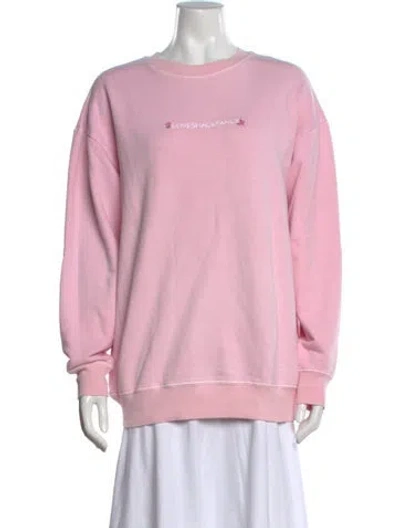 Pre-owned Loveshackfancy Printed Crew Neck Sweatshirt In Pink