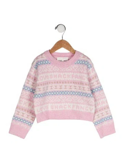 Pre-owned Loveshackfancy Babies' Printed Crewneck Sweater In Pink
