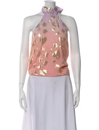 Pre-owned Loveshackfancy Printed Halterneck Top In Multi