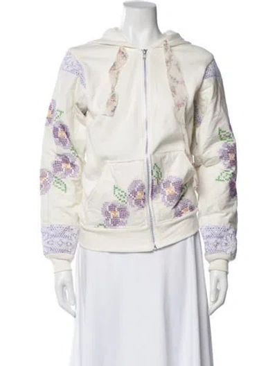 Pre-owned Loveshackfancy Printed Jacket In White