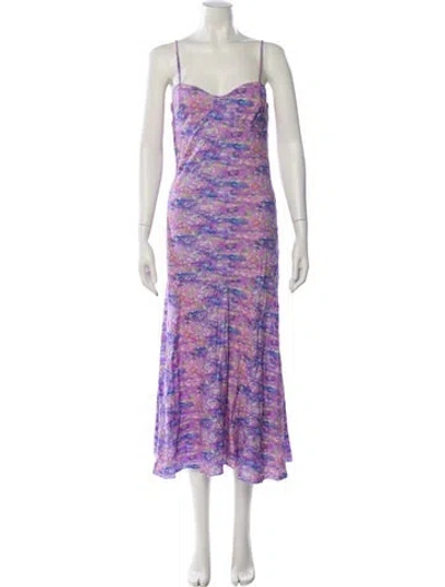 Pre-owned Loveshackfancy Printed Knee-length Dress In Purple