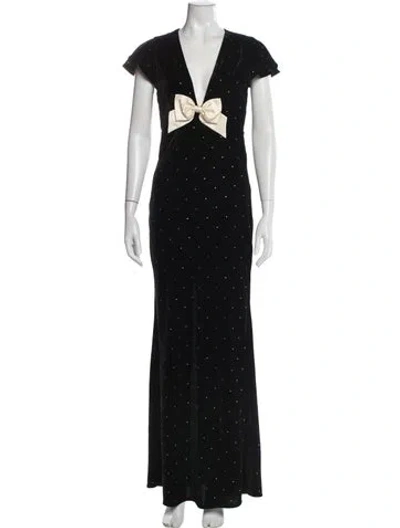 Pre-owned Loveshackfancy Printed Long Dress In Black