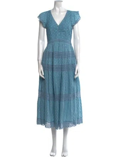 Pre-owned Loveshackfancy Printed Long Dress In Blue