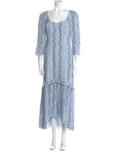 Pre-owned Loveshackfancy Printed Long Dress In Blue