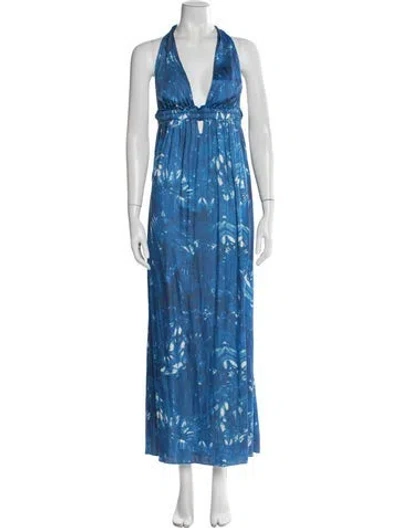 Pre-owned Loveshackfancy Printed Long Dress In Blue