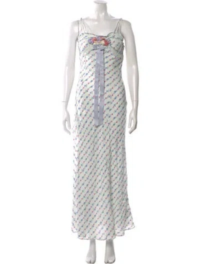 Pre-owned Loveshackfancy Printed Long Dress In Neutral