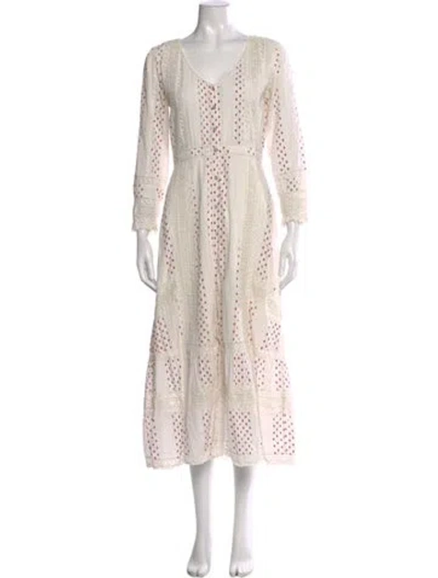 Pre-owned Loveshackfancy Printed Long Dress In Neutral