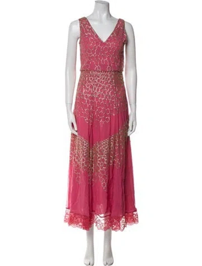 Pre-owned Loveshackfancy Printed Long Dress In Pink