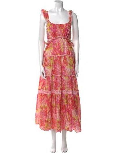 Pre-owned Loveshackfancy Printed Long Dress In Pink