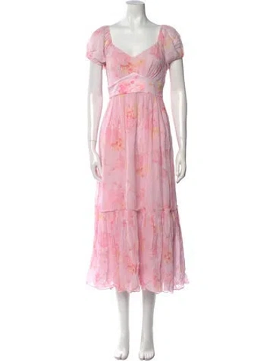 Pre-owned Loveshackfancy Printed Long Dress In Pink