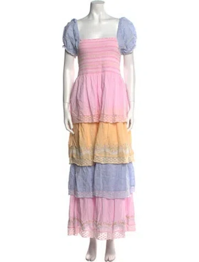 Pre-owned Loveshackfancy Printed Long Dress In Pink