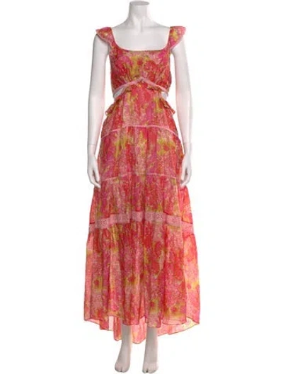 Pre-owned Loveshackfancy Printed Long Dress In Pink