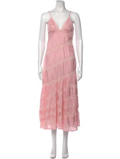 Pre-owned Loveshackfancy Printed Long Dress In Pink