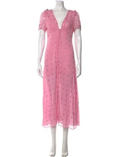 Pre-owned Loveshackfancy Printed Long Dress In Pink