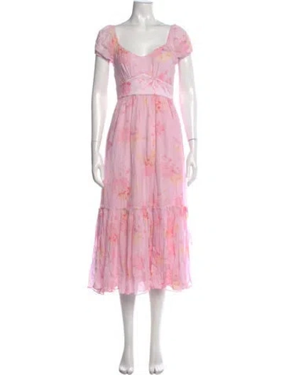 Pre-owned Loveshackfancy Printed Long Dress In Pink