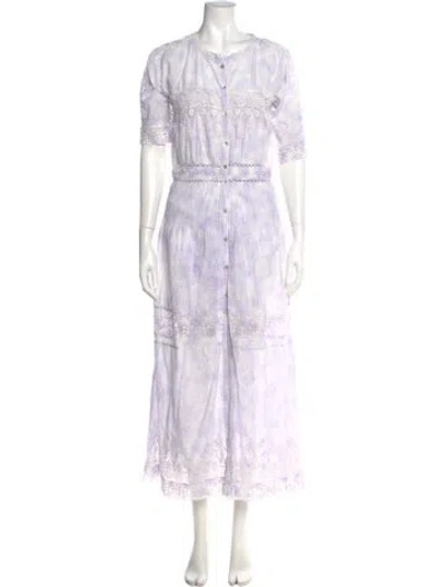 Pre-owned Loveshackfancy Printed Long Dress In Purple