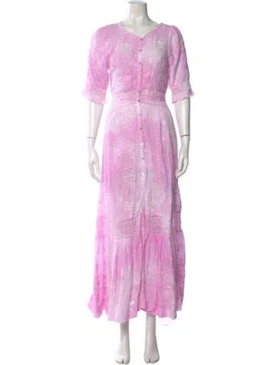 Pre-owned Loveshackfancy Printed Long Dress W/ Tags In Pink