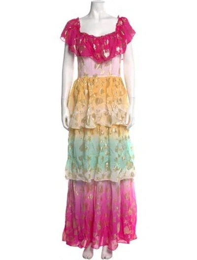Pre-owned Loveshackfancy Printed Long Dress W/ Tags In Pink
