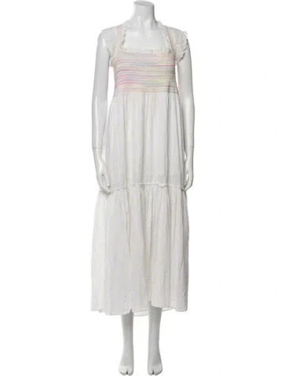 Pre-owned Loveshackfancy Printed Long Dress In White