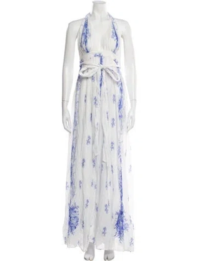 Pre-owned Loveshackfancy Printed Long Dress In White