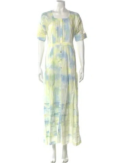 Pre-owned Loveshackfancy Printed Long Dress In Yellow