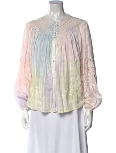 Pre-owned Loveshackfancy Printed Long Sleeve Blouse In Neutrals