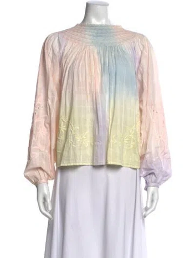 Pre-owned Loveshackfancy Printed Long Sleeve Blouse In Pink