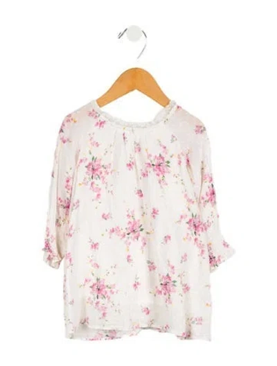 Pre-owned Loveshackfancy Babies' Printed Long Sleeve Dress In White