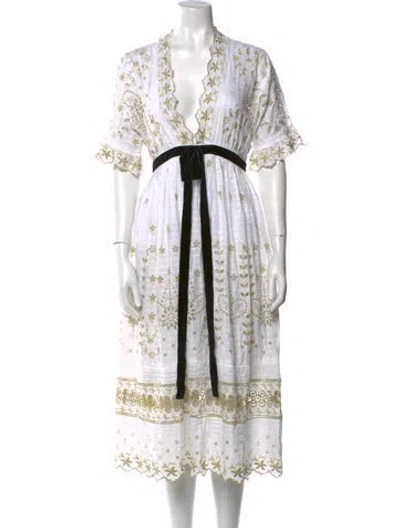 Pre-owned Loveshackfancy Printed Midi Length Dress In Neutral