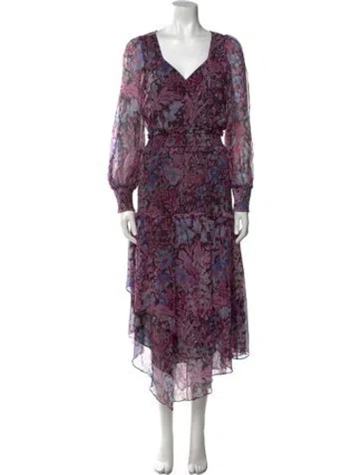 Pre-owned Loveshackfancy Printed Midi Length Dress In Purple