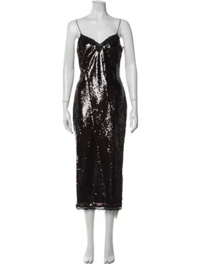 Pre-owned Loveshackfancy Printed Midi Length Dress W/ Tags In Black
