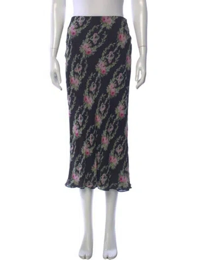 Pre-owned Loveshackfancy Printed Midi Length Skirt In Black