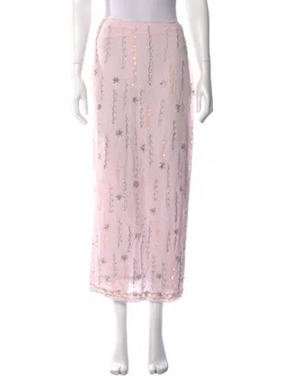 Pre-owned Loveshackfancy Printed Midi Length Skirt In Pink