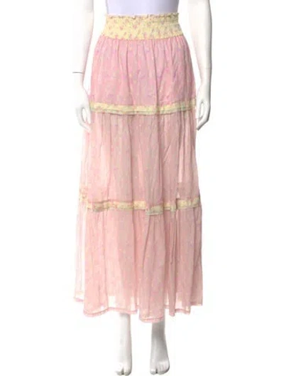 Pre-owned Loveshackfancy Printed Midi Length Skirt In Pink