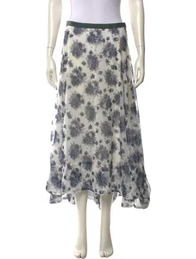 Pre-owned Loveshackfancy Printed Midi Length Skirt In White