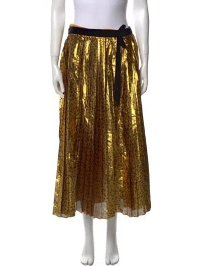 Pre-owned Loveshackfancy Printed Midi Length Skirt In Yellow