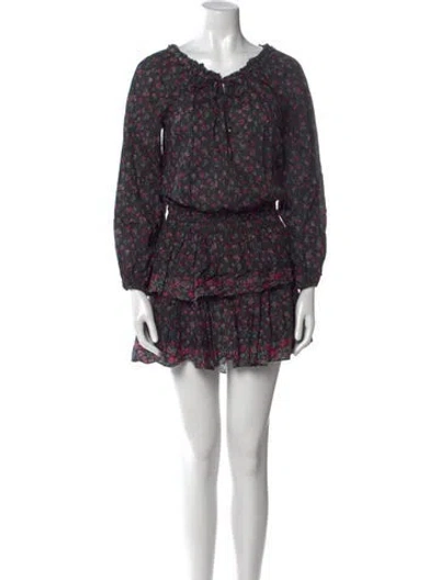 Pre-owned Loveshackfancy Printed Mini Dress In Black